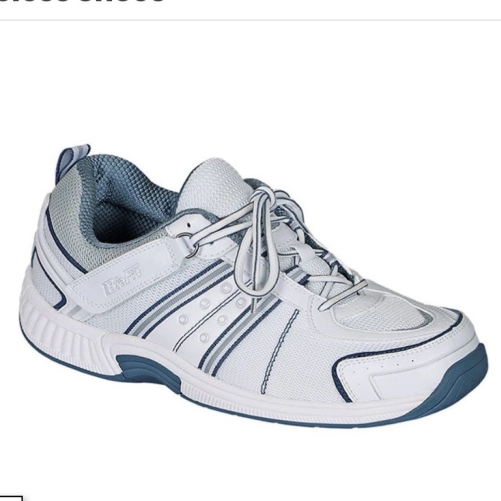BioFit 610 Mens Walking Shoes White Blue Wide 2E Orthopedic Sneakers Size 10